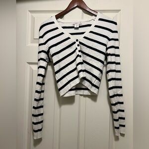 Sincerely Jules long sleeved black and white striped knit top, size M